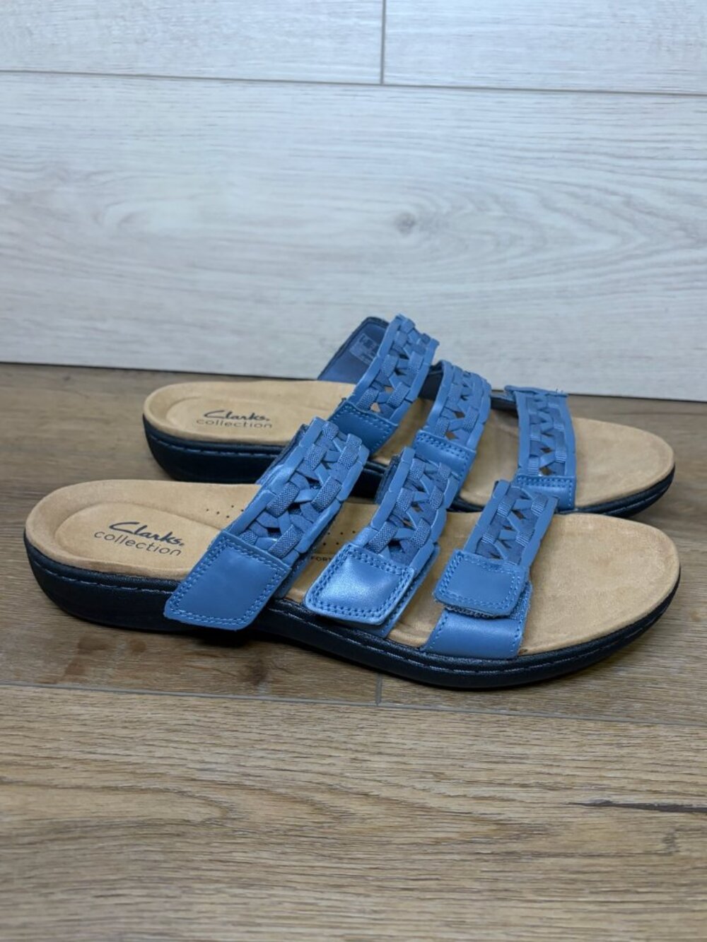 Clarks Laurieann Emma Sandals‎ Leather Slides Denim Blue